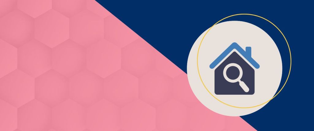 Logo of house and magnifying glass