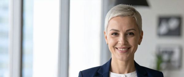 Lady in office smiling